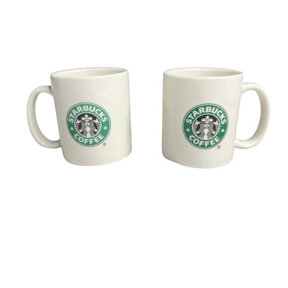 Set of 2 Starbucks Coffee Mugs 2004 Vintage 2 Sided Green Siren Logo - Picture 1 of 6